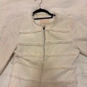 Rebecca Taylor Women's Cream Fringe Blazer